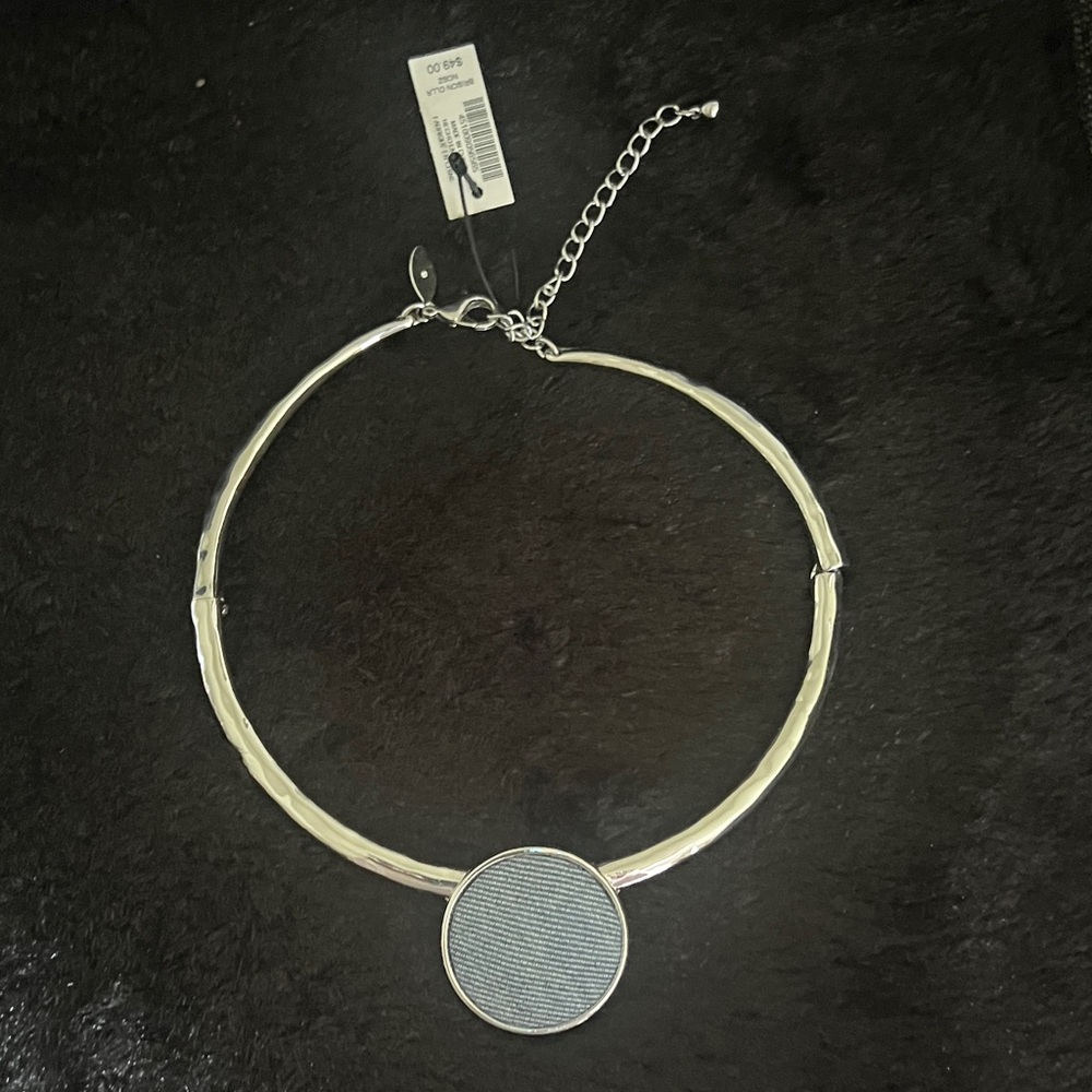 Chico's Elegant Silver Necklace with Blue Pendant